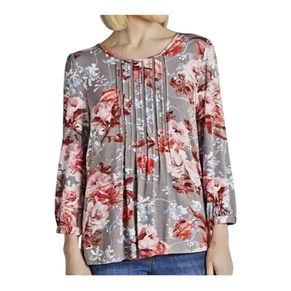Daniel Rainn  Floral Blouse in Gray and Red Stitchfix Size M